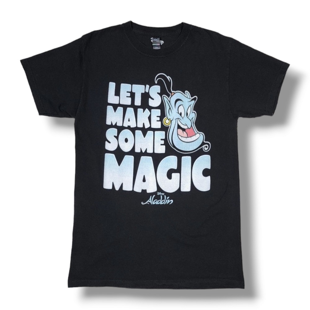 Disney Aladdin Genie "Let's Make Some Magic" M&O Gold T-Shirt‎ Black Size Small